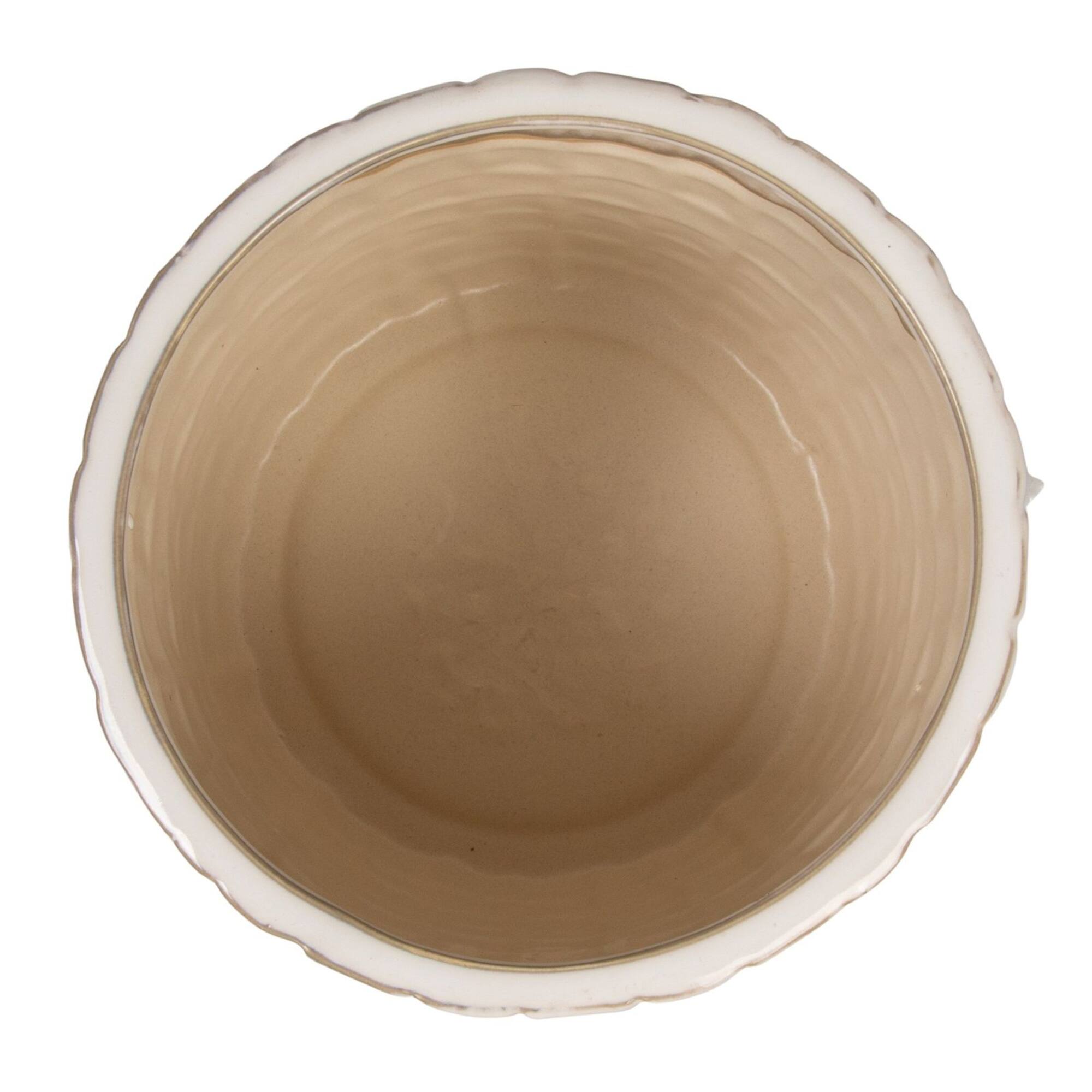 Hello Honey® 7" Round Stoneware Planter with Woven Pattern in Reactive Glaze